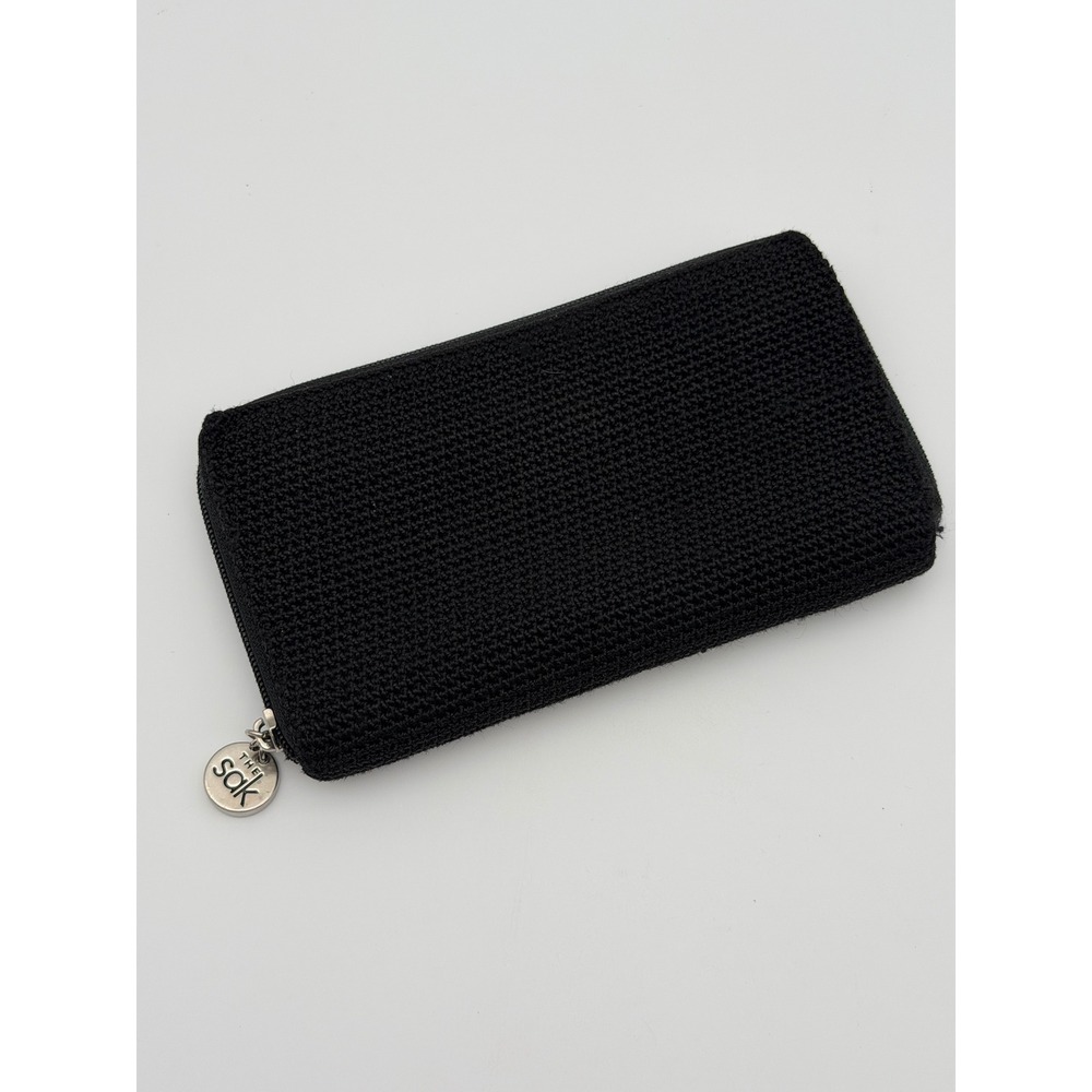 Sak Black Crochet Zip Around Wallet Organizer Card Holder Coin Pouch Boho Y2K